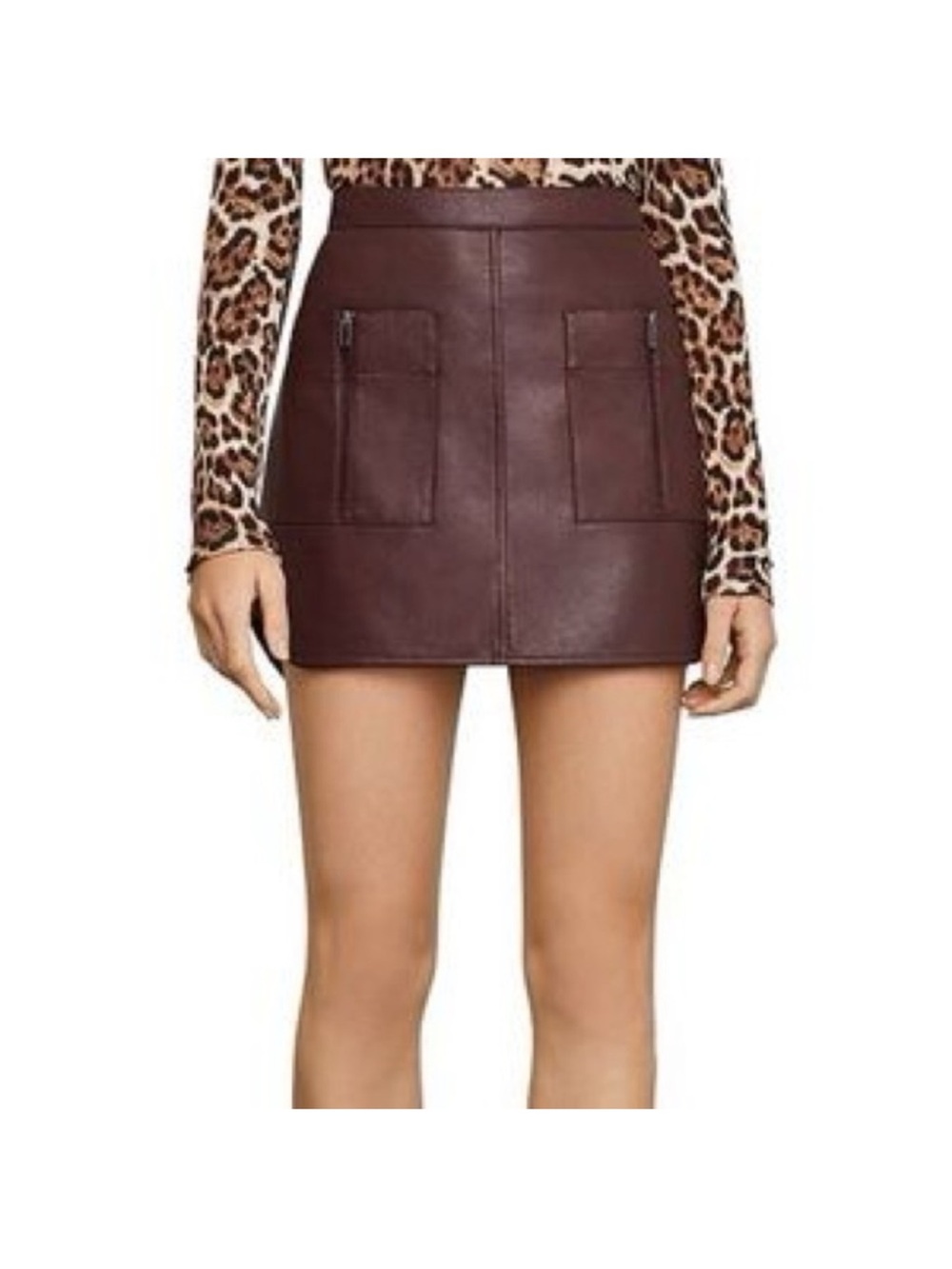 BCBGMaxAzria Burgundy  Faux Leather Skirt